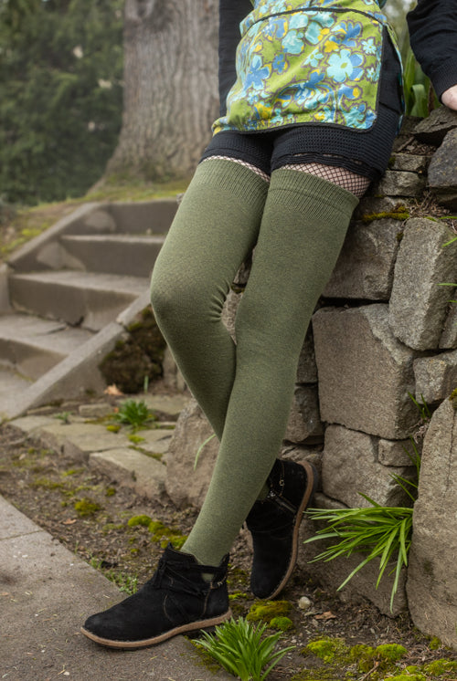 Longer Extraordinary Thigh High Socks - Olive