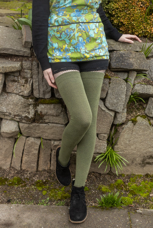 Longer Extraordinary Thigh High Socks - Olive