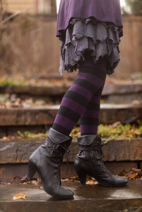 Imperfect! Striped Extraordinary Thigh High - Plum/Black