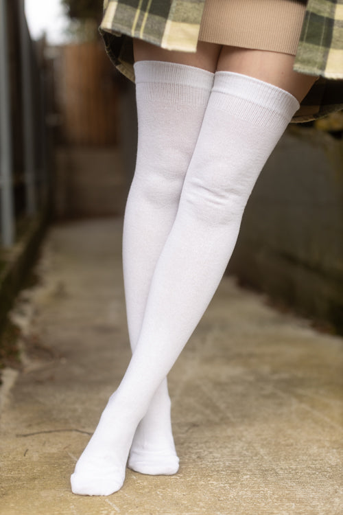 Extraordinary Thigh High Socks - White