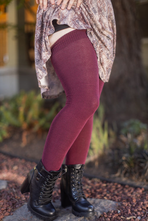 Longer Extraordinary Thigh High - Burgundy