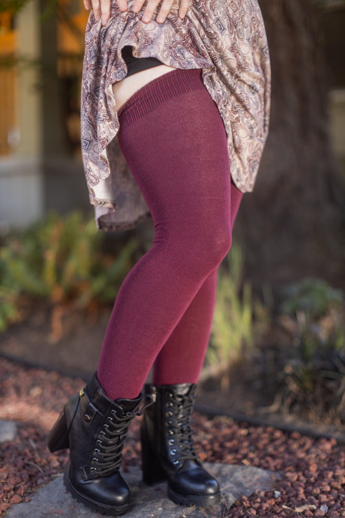 Longer Extraordinary Thigh High - Burgundy
