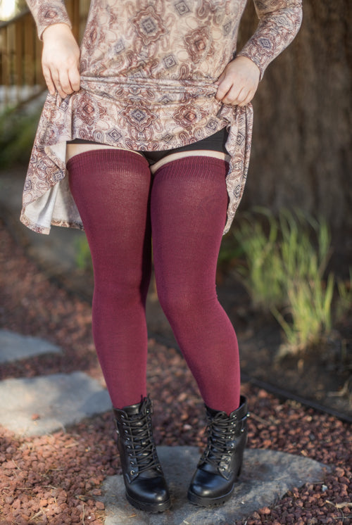 Longer Extraordinary Thigh High - Burgundy