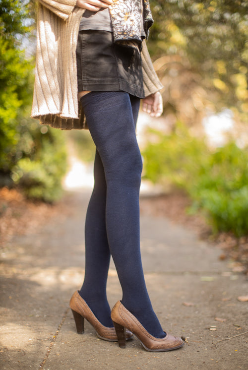 Longer Extraordinary Thigh High Socks in Navy