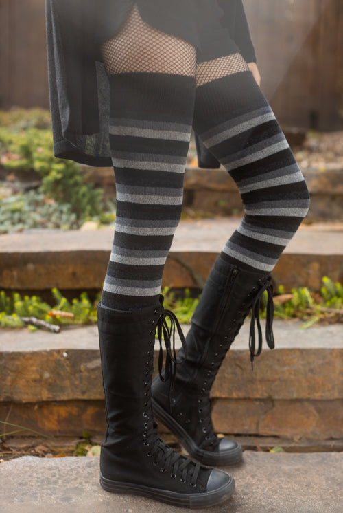 Longer Portland Stripes Extraordinary Thigh High Socks