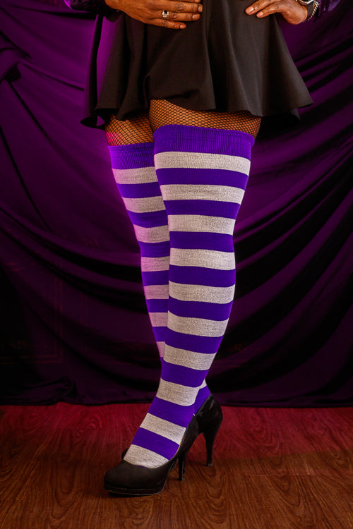 Oops! Longer Extraordinary Programming Socks - Purple/White