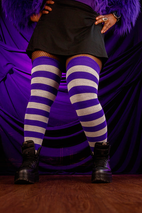 Oops! Longer Extraordinary Programming Socks - Purple/White