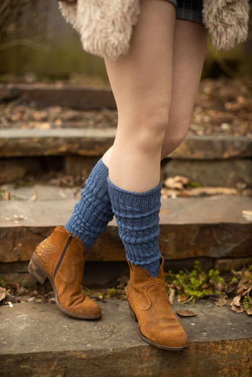 Cotton Slouch Socks - Denim