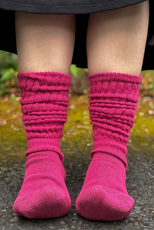 Cotton Slouch Socks - Fuchsia