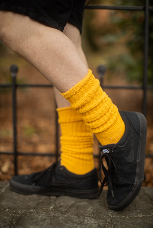 Cotton Slouch Socks - gold