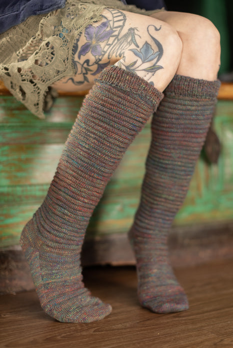 Galaxy Slinky Thigh High Socks - Nebula