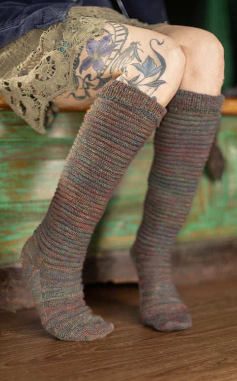 Galaxy Slinky Thigh High Socks - Nebula