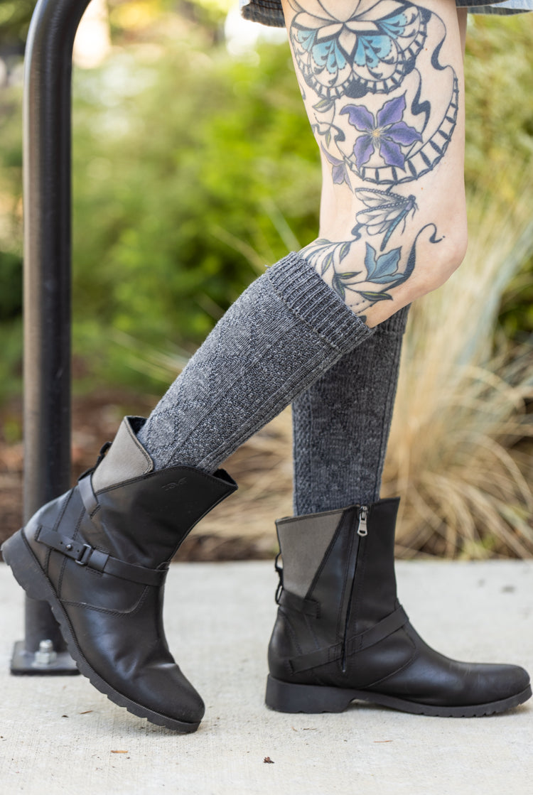 Heathered Diamond Rib Socks - Charcoal Heather