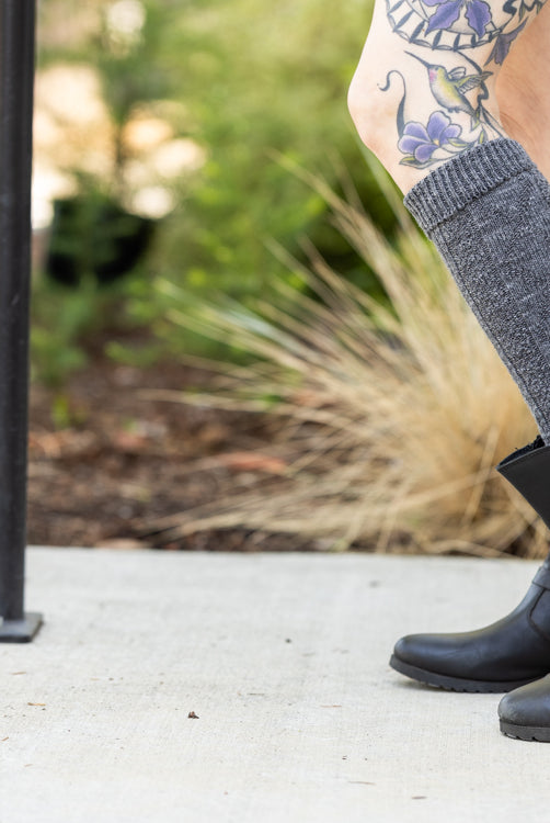 Heathered Diamond Rib Socks - Charcoal Heather