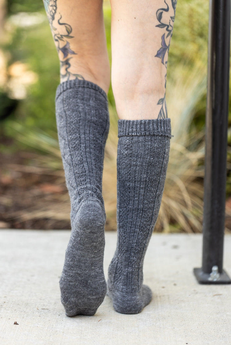 Heathered Diamond Rib Socks - Charcoal Heather