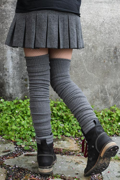 Long Cuffable Scrunchable Socks - Charcoal