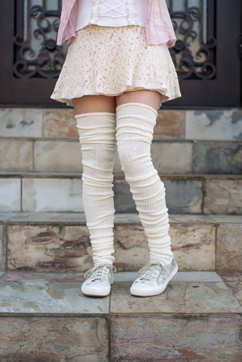 Long Cuffable Scrunchable Socks - Sweet Cream