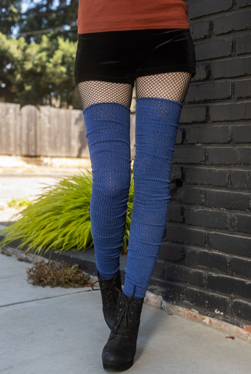 Long Cuffable Scrunchable Socks - Blueberry