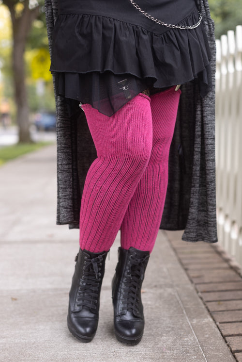 M45 Ribbed Thigh High with Roll Top