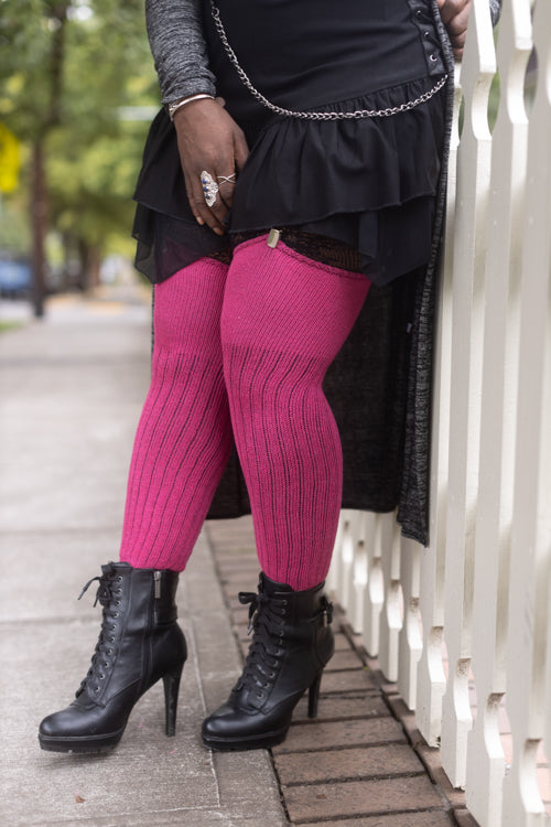 M45 Ribbed Thigh High with Roll Top