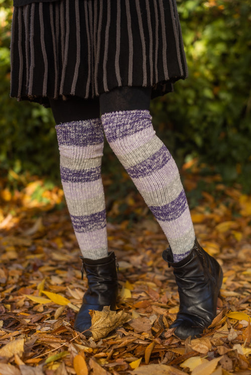 Marled Stripe Knee Socks - Amethyst
