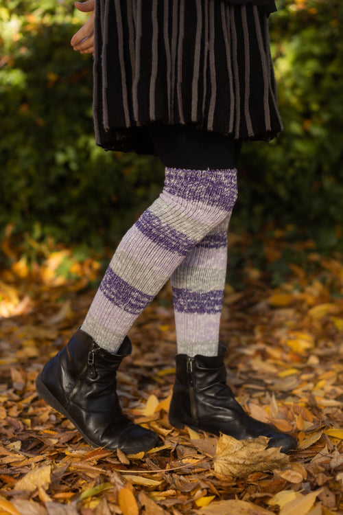 Marled Stripe Knee Socks - Amethyst