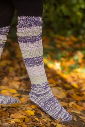 Marled Stripe Knee Socks - Amethyst