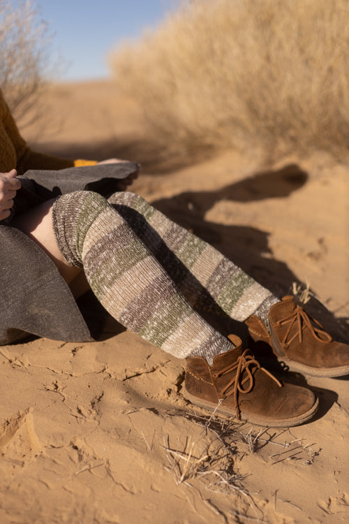 Marled Stripe Knee Socks - thicket