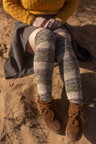 a model wearing Marled Stripe Knee Socks