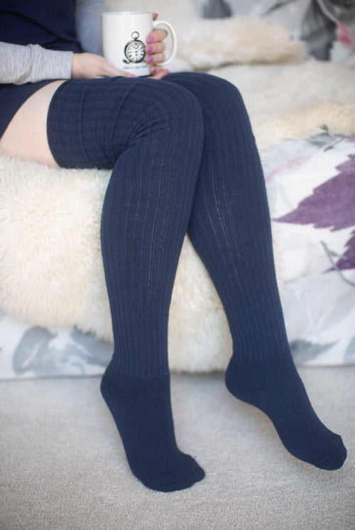 Ribbed M Stockings - Navy