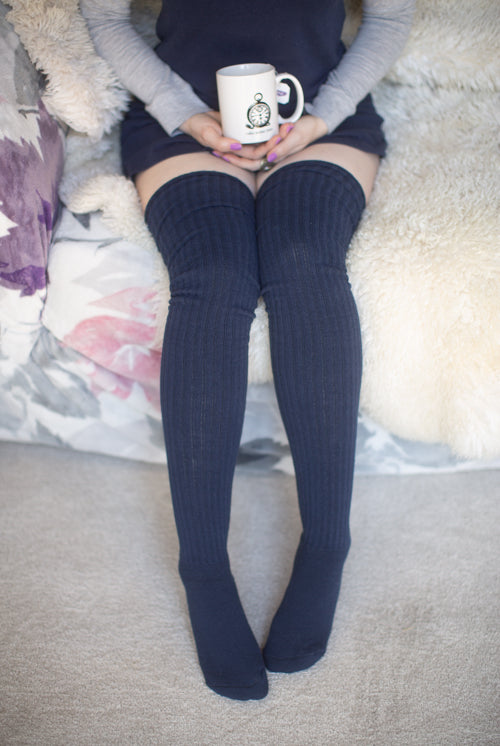 Ribbed M Stockings - Navy