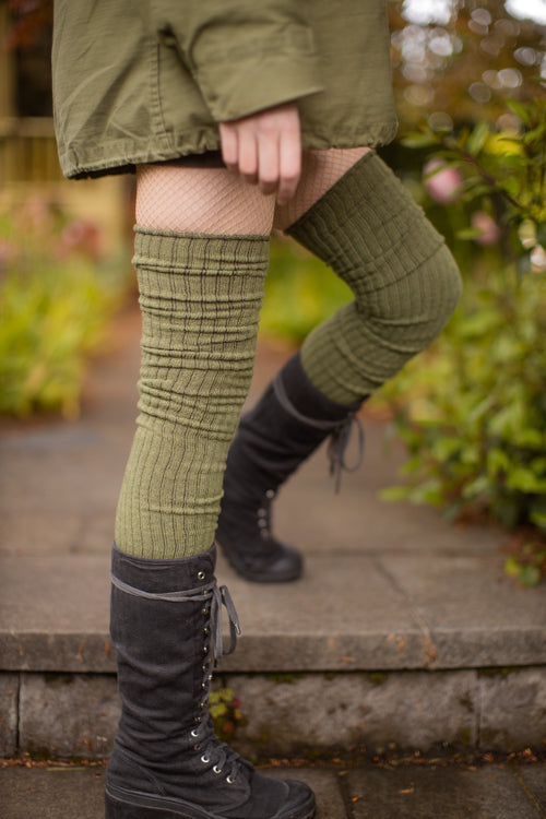 Ribbed M Stockings - Olive