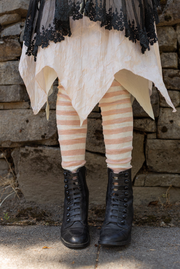 M Stripes Thigh High Socks - Toe Beans Pink & Sweet Cream
