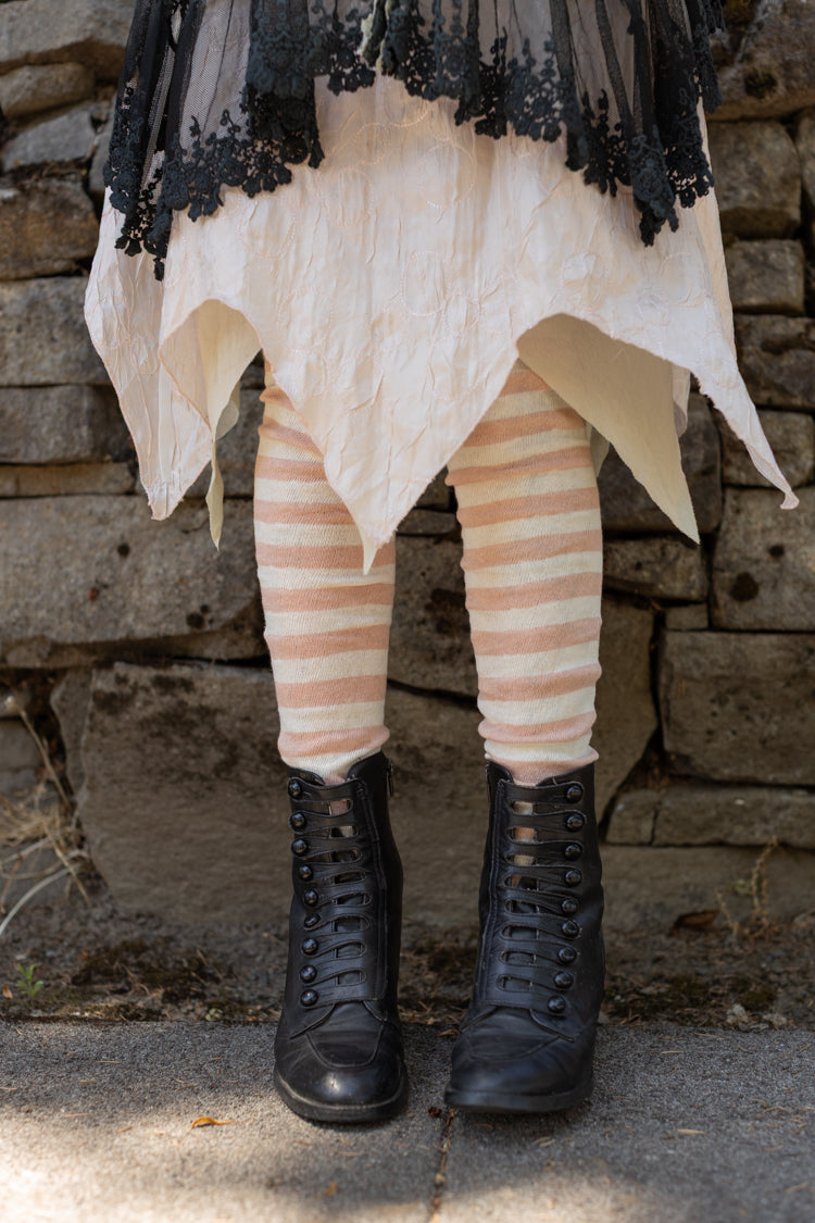 M Stripes Thigh High Socks - Toe Beans Pink & Sweet Cream