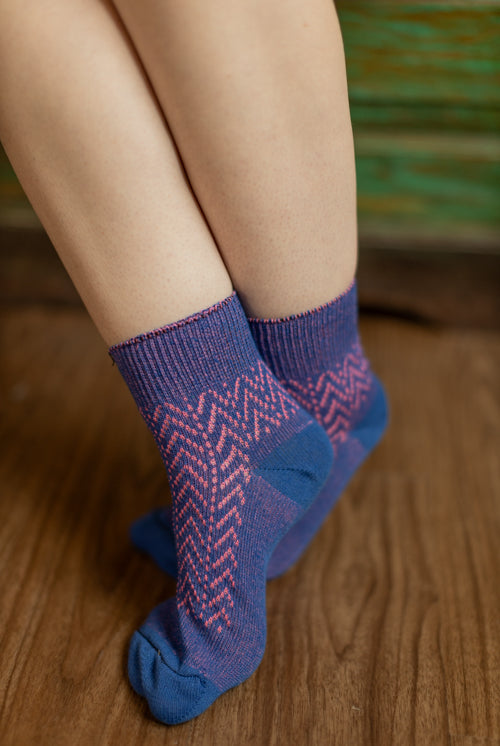 Shorty Chevron Anklet - Royal/Neon Pink