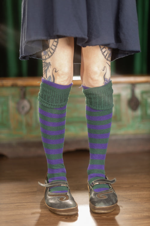 Super Stripes Knee Socks - Hunter/Violet