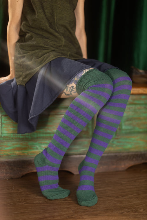 Super Stripes Knee Socks - Hunter/Violet