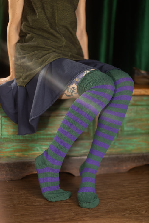 Super Stripes Knee Socks - Hunter/Violet
