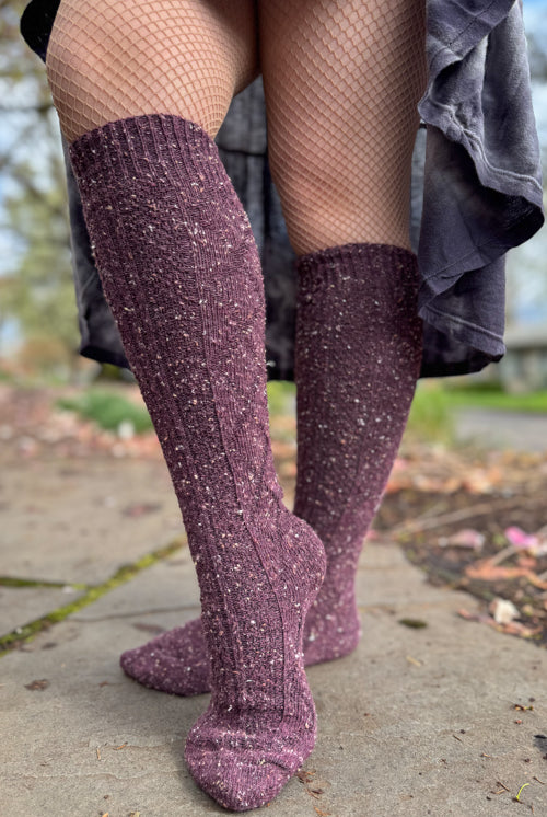 Tweed Knit Diamond Rib Socks