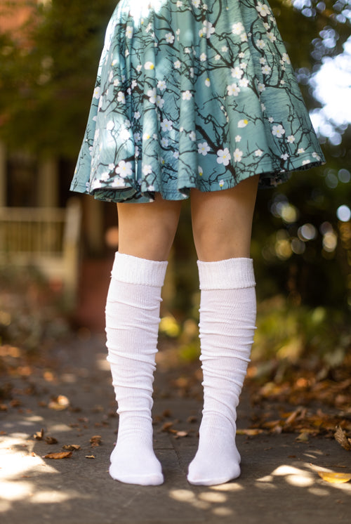 Cuffable Scrunchable Knee High Socks - White