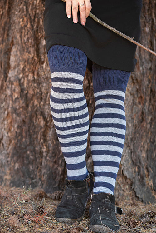 Super Stripes Knee Socks - Navy/Grey