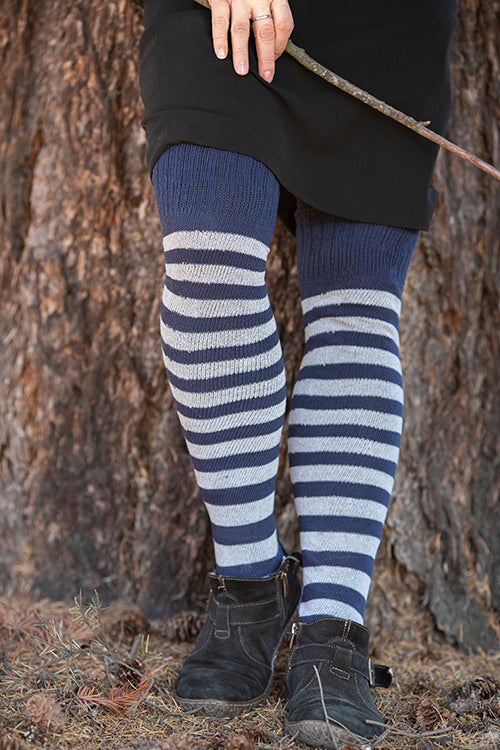Super Stripes Knee Socks - Navy/Grey