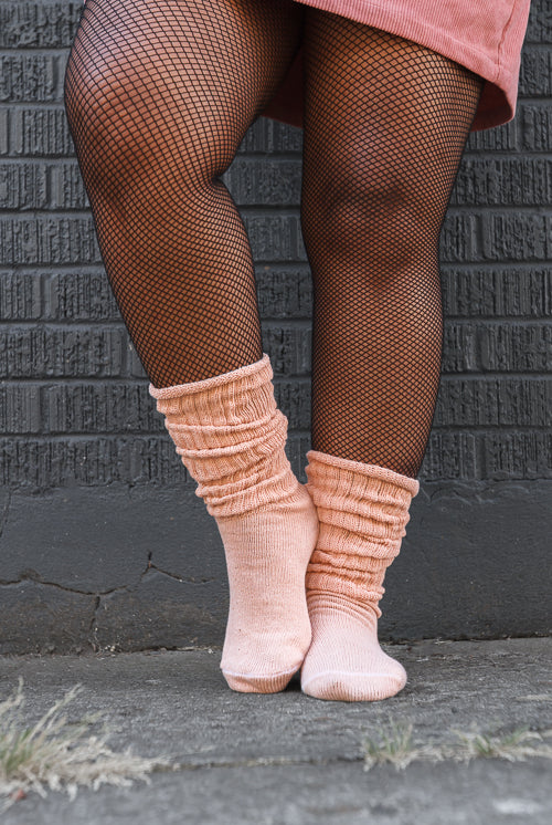 Cotton Slouch Socks - Toe Beans Pink