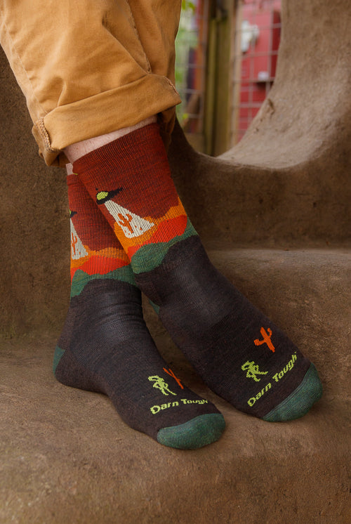 Spaced out walnut crew socks with UFO's