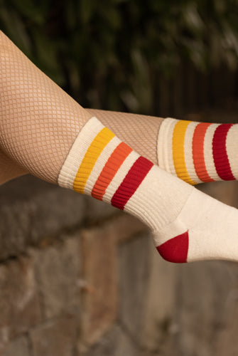 Tiger Red Retro Gym Crew Socks