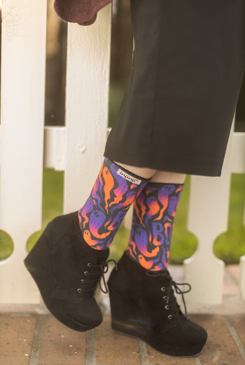 Boo! Ghost Midweight Trail Crew Toe Socks