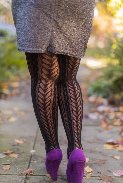 Plus Size Braided Swirls Net Tights