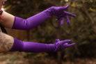 Extra Long Satin Gloves - Purple