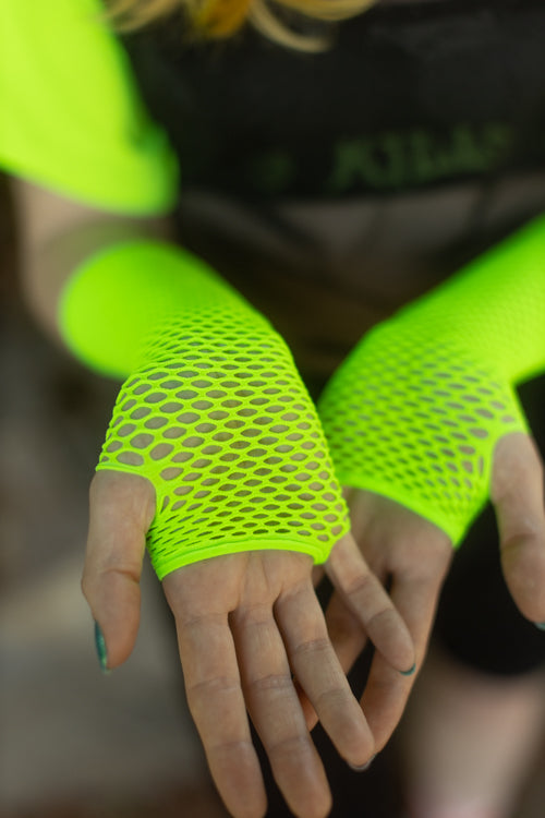 Triangle Net Arm Warmers - Neon Green