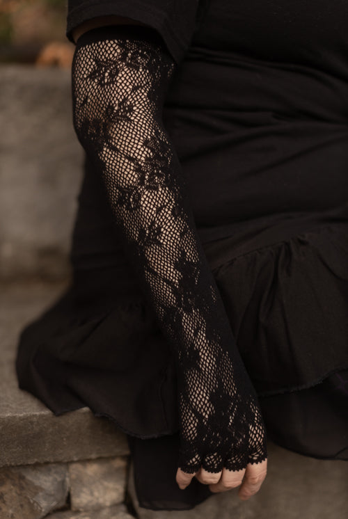 Floral Lace Long Fingerless Gloves